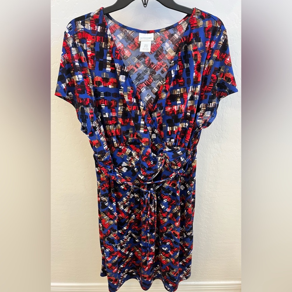 Red white blue and black pattern design dress
